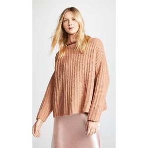 Free People Papaya Fluffy‎ Fox Cowl Neck Oversized Ribbed Sweater Orange XS